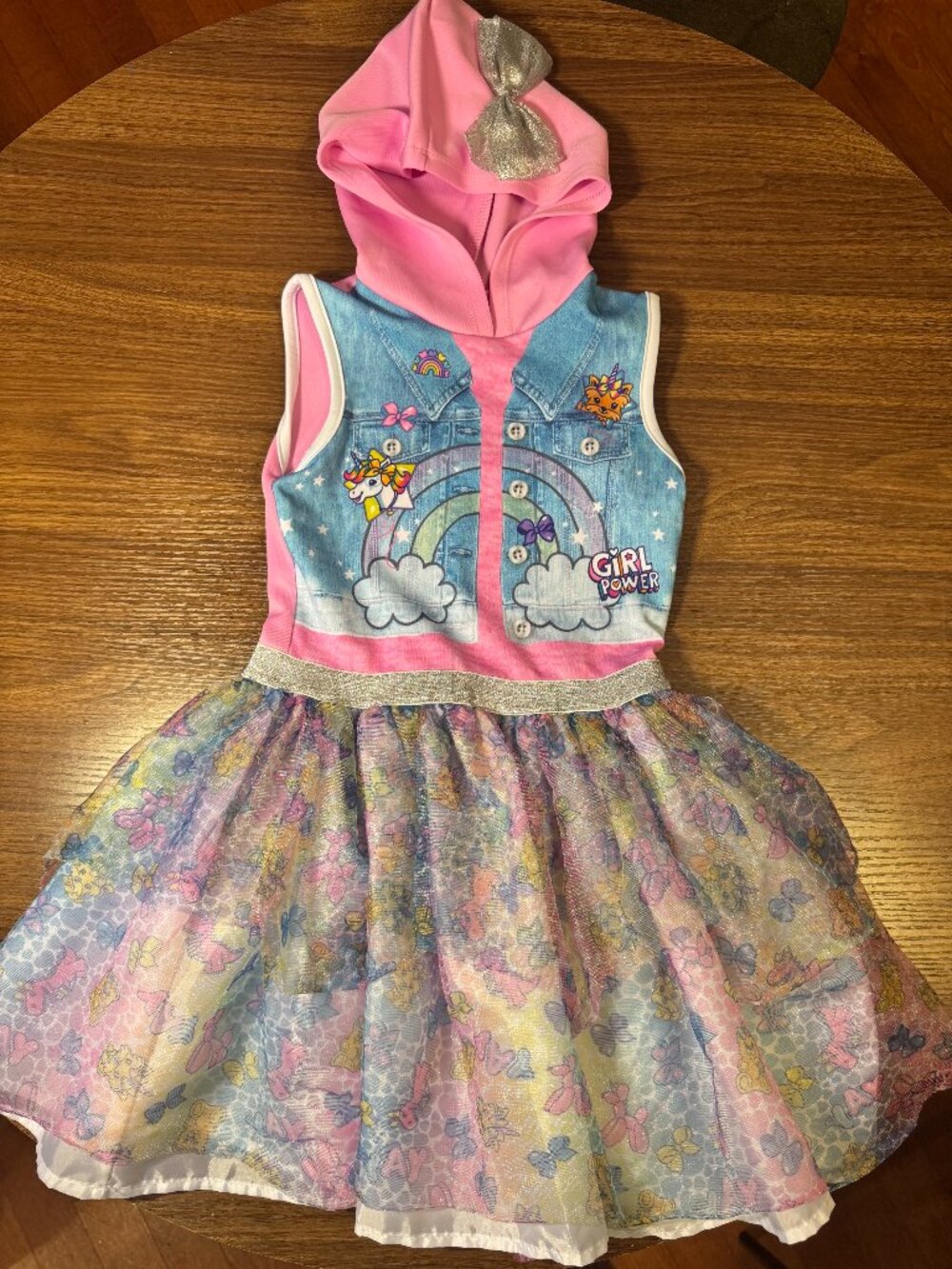 Official Nickelodeon JoJo Siwa Girls Hooded Cosplay Tutu Dress Size S (6/6X)